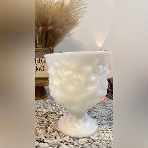Vintage EO Brody ~ Crinkled Texture White Milk Glass Indoor Planter Vase